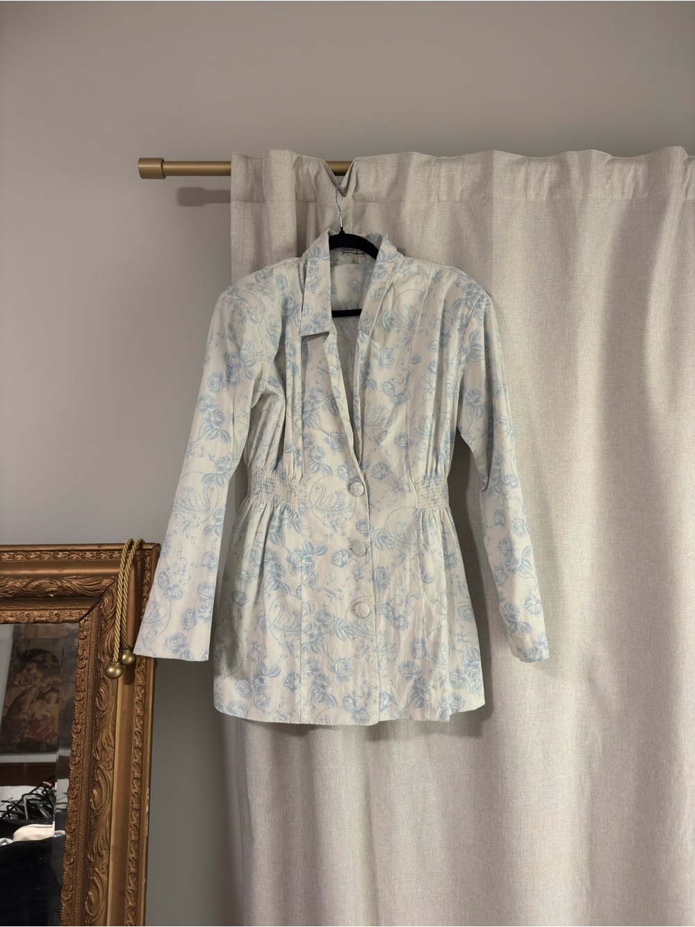 For Love & Lemons Cream and Light Blue Floral Mini Dress - Picture 2 of 4